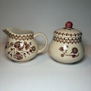 Set 6 Vintage Johnson Brothers Old Granite Jamestown Sugar Bowl Lid Creamer Set